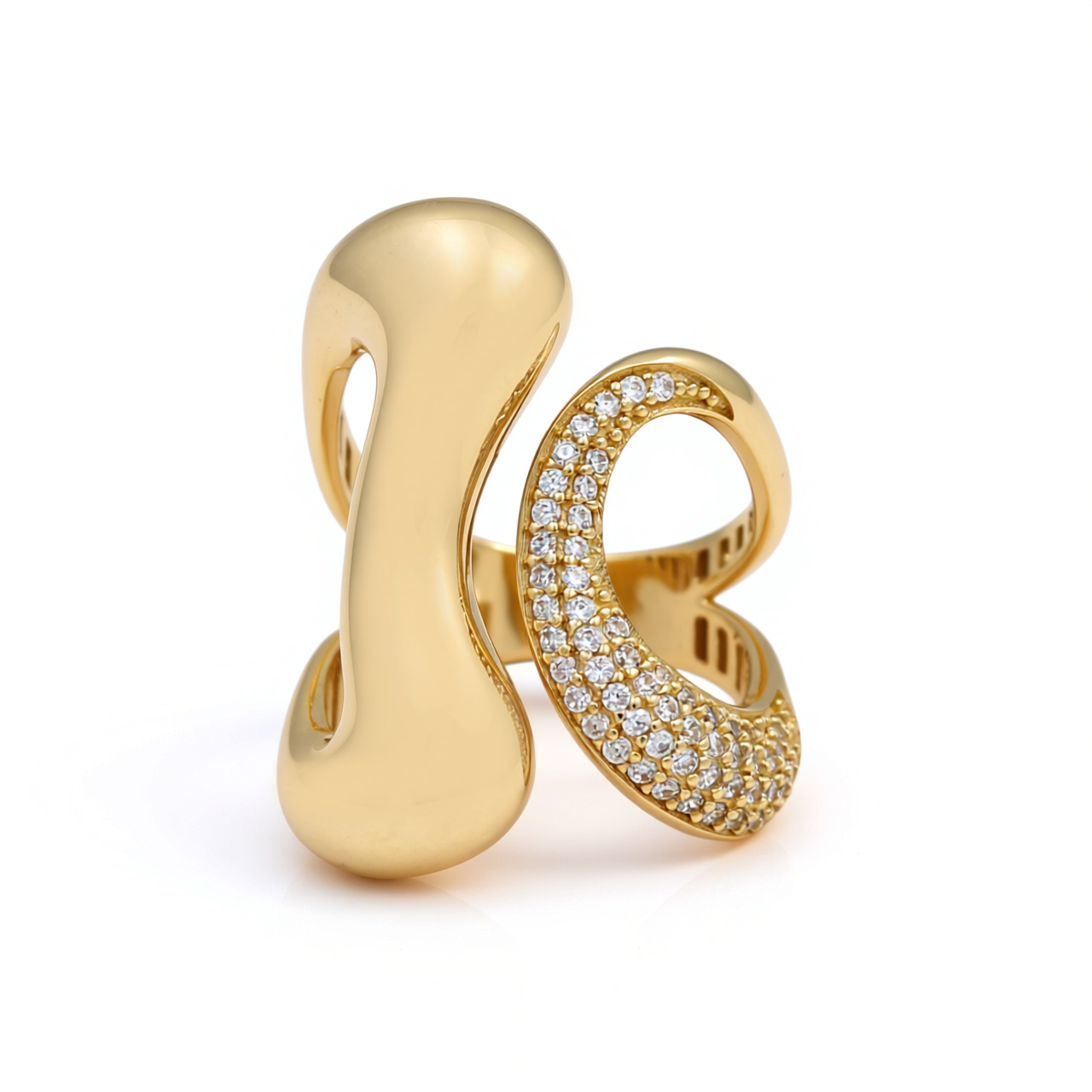 14K Yellow Gold Fashion Women's Ring with Cz / Size: 8 / Weight: 5.6 GR / Y24-1079