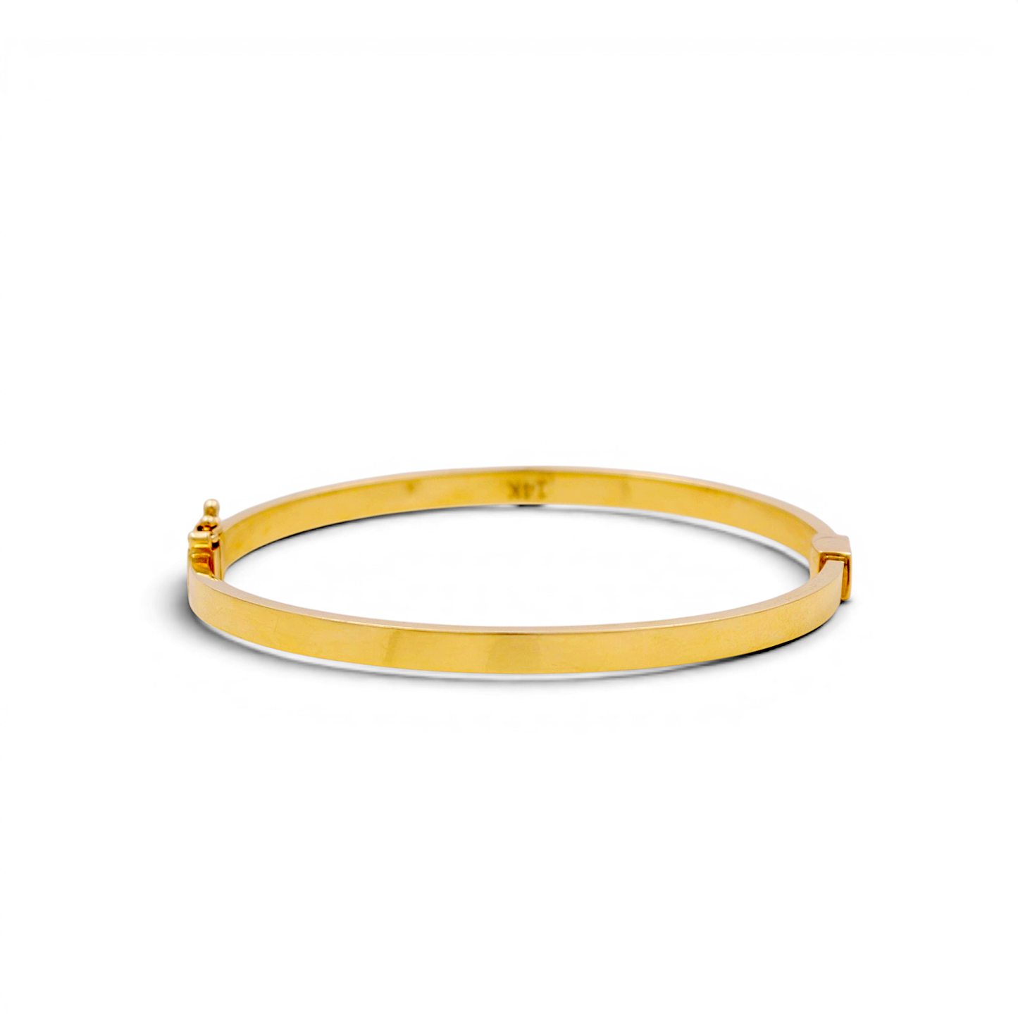 14K Yellow Gold SemiSolid Plain Bangle Bracelet / Weight: 6.8 GR