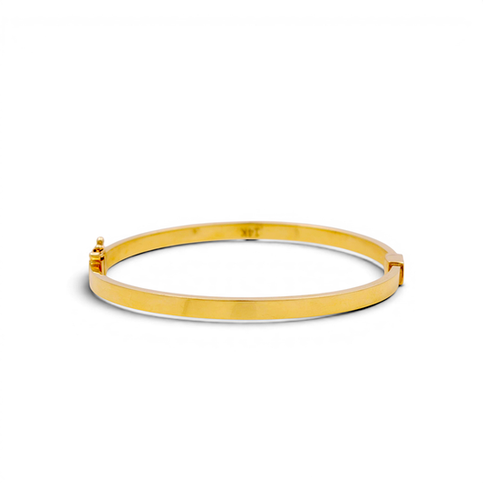 14K Yellow Gold SemiSolid Plain Bangle Bracelet / Weight: 6.8 GR