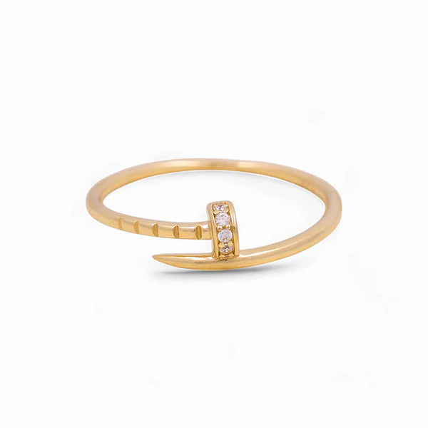14K Yellow Gold Women's Nail Ring / Stone: Cz / Size: 7.5 / Weight: 1.7 GR / DOWR4NL
