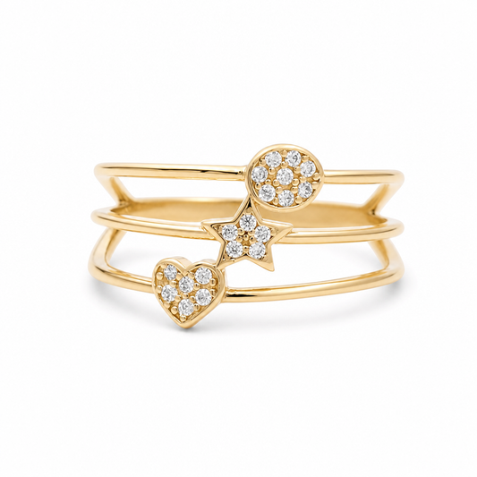 10K Yellow Gold Fashion Women's Ring with Cz / Size:7 / Weight: 1.7 GR / CQWR0FS-38