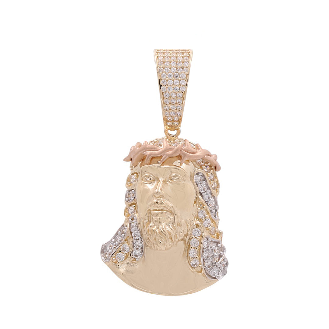 14K Yellow And Rose Gold Jesus Pendant / CZ / COPDTT4CR