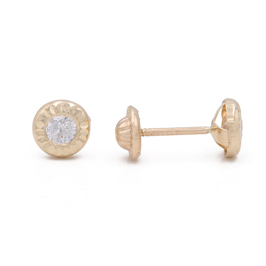 14k Yellow Gold Stud Earrings with Cz / 6-685501PS