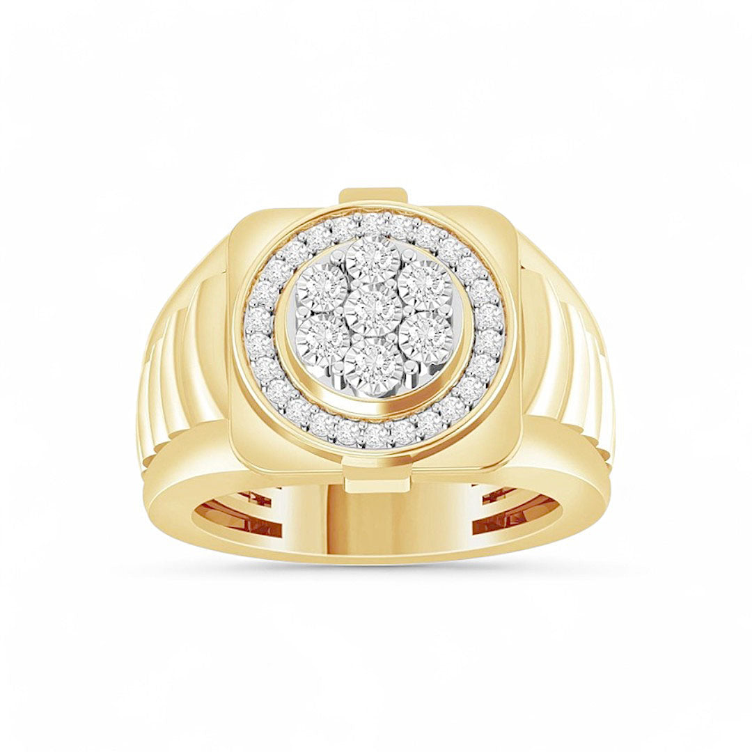 10K Yellow Gold Diamond Fashion Men's Ring / Stone: 0.50Ct /Size: 9.5 / 219036Y