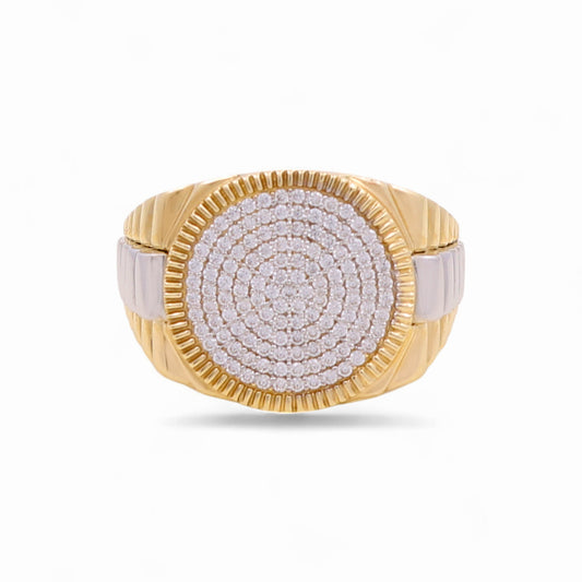 14k Two Tone Round Men's Ring with Cz / Size / Weight 8.1 GR / COMR4REDTTCZ-1