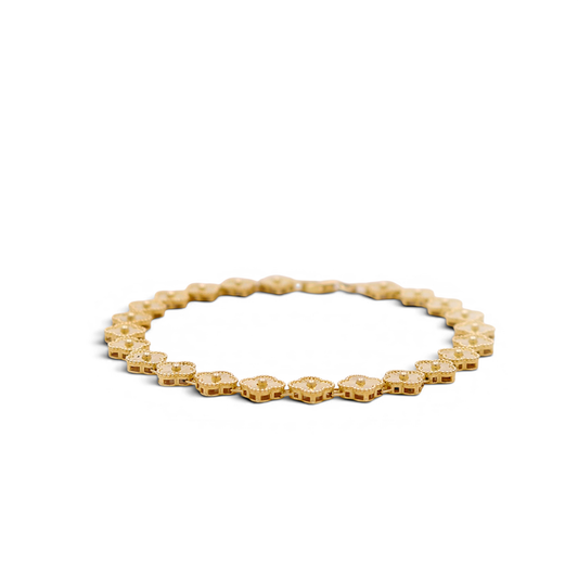 10K Yellow Gold Clovers Women's Bracelet / Size: 7.5” 7mm / Weight: 6.4 GR