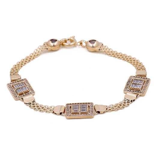 14K Yellow Gold Fashion Women’s Bracelet with White Cz / Weight: 9.2 GR / Size: 7.5”