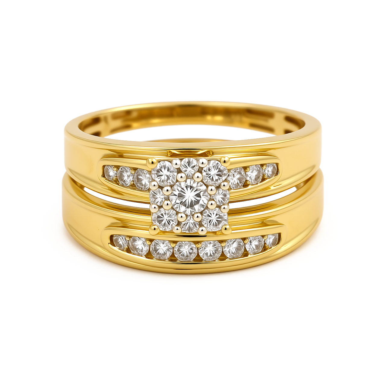 10K Yellow Gold Diamond Trio Set Ring / Stone: 0.75Ct / Size 7 & 10 / 85851Y
