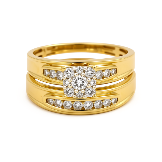 10K Yellow Gold Diamond Trio Set Ring / Stone: 0.75Ct / Size 7 & 10 / 85851Y