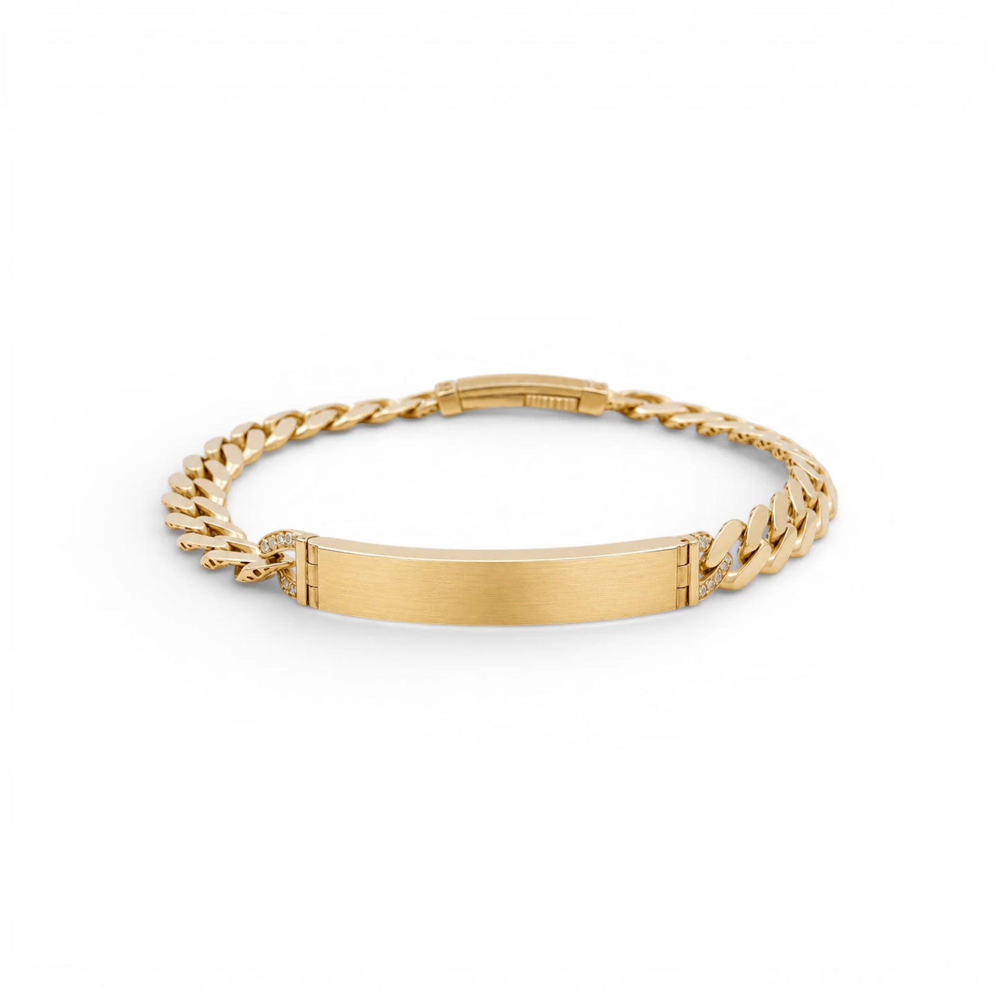 10K Yellow Gold Monaco ID Bracelet / CZ / Size: 7mm 8.5"/ Weight: 14.2 GR