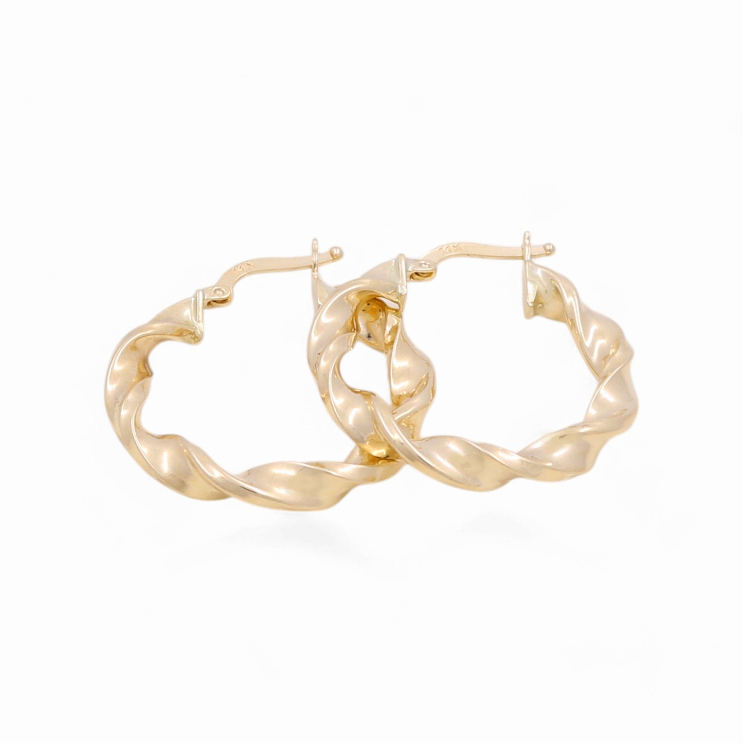 14K Yellow Gold Twist Hoops Earrings / Size: 4mm X 23mm / Weight: 3.1 GR / KOEH4TR4x23