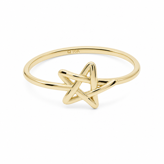 10K Yellow Gold Star Women's Ring / Size: 7.5 / Weight: 1.2 GR / DQWR0ST-3