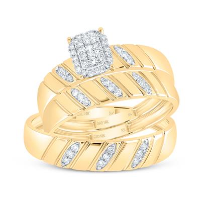 10K Yellow Gold Diamond Trio Set Ring / Stone: 1/4 CTW / Size: 7 & 10 / 188367