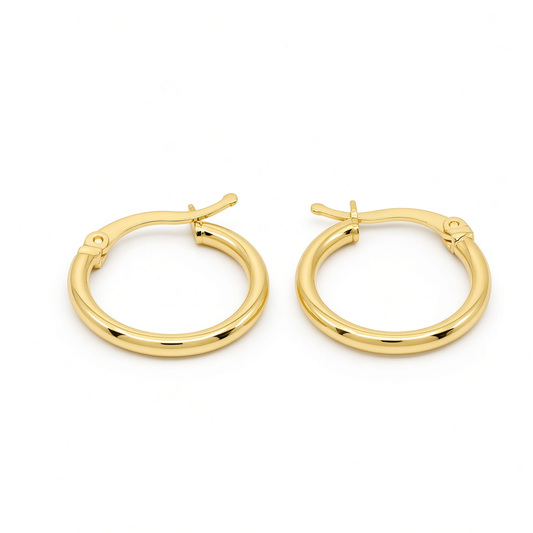 10K Yellow Gold Fashion Plain Hoop Earrings / Size: 2mmx14mm / Weight: 1.2 GR / DOEH0PL