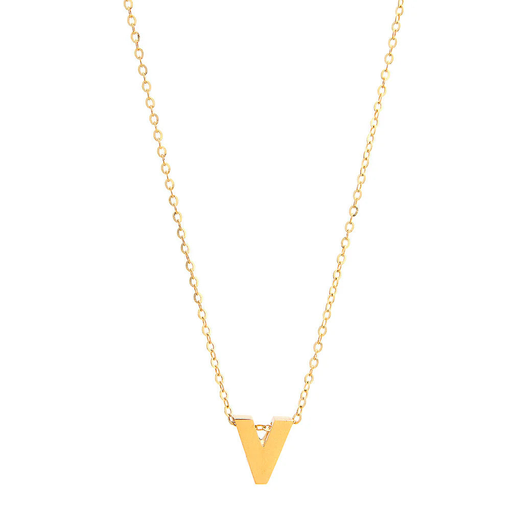 14K Yellow Gold Initial V Necklaces / Size: 18" / INIT.V