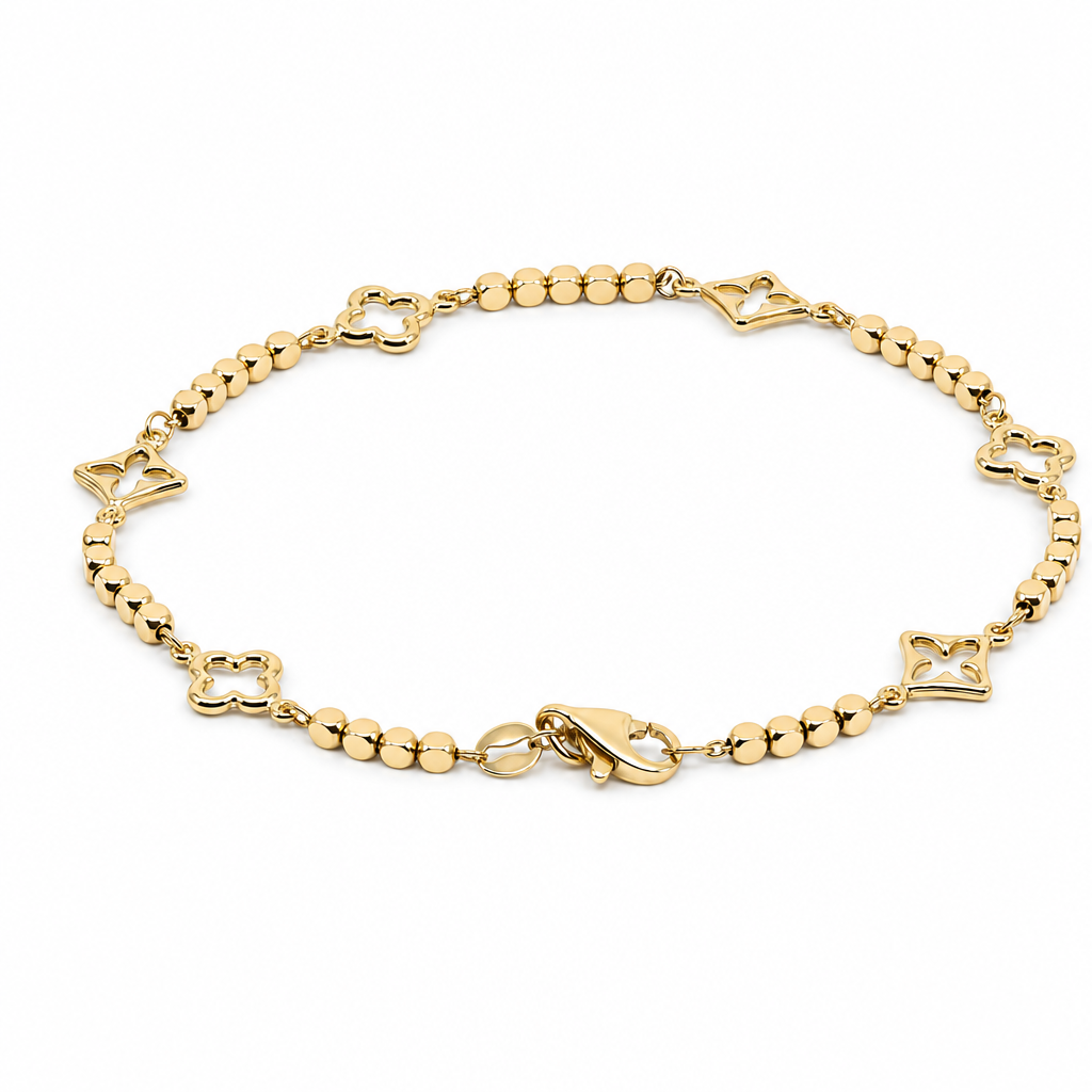 14K Yellow Gold Women's Bracelet CLV / Size: 7'' / Weight: 2.7 GR / CXWB4CLV-7