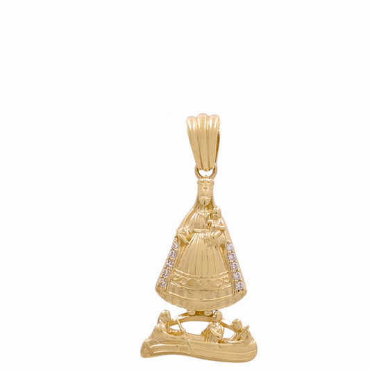 14K Yellow Gold Virgen de la Caridad Pendant with CZ / 35MM / Medium / Weight: 3.6 GR / DQPD4VC-1