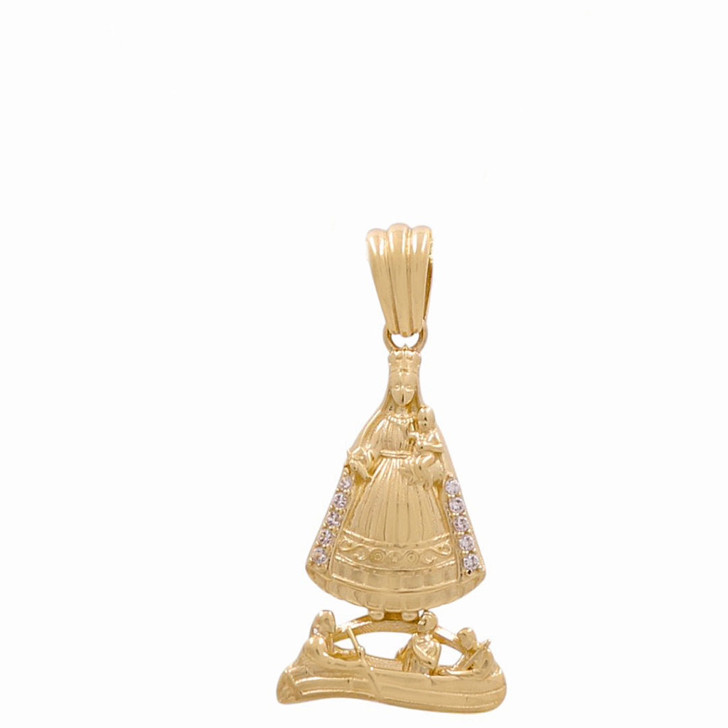 14K Yellow Gold Virgen de la Caridad Pendant with CZ / 27MM / Small / Weight: 2.1GR / DQPD4VC-1