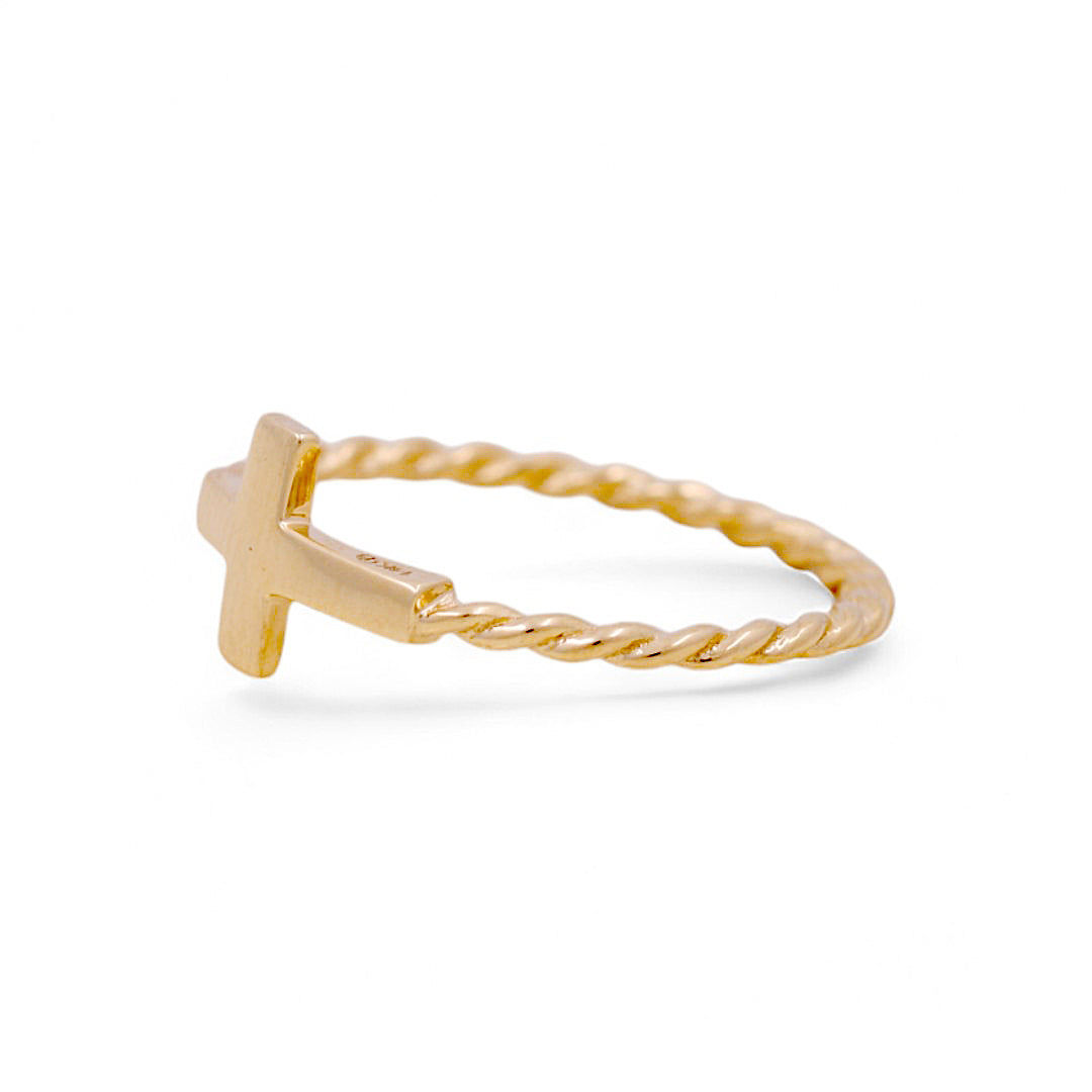 14K Yellow Gold Woman’s Cross Ring / Size: 6.5 / Weight: 1.1 GR / IEEWR4CS