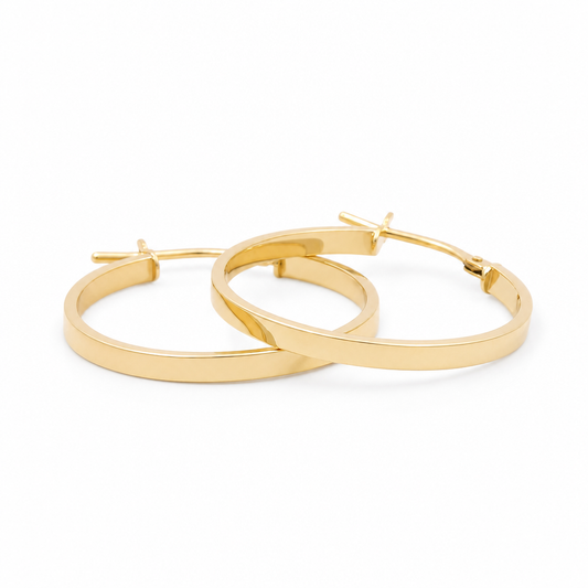 14K Yellow Gold Fashion Plain Hoops Earrings / Size:2mm 20 mm / Weight:1.2 GR / 240-00323