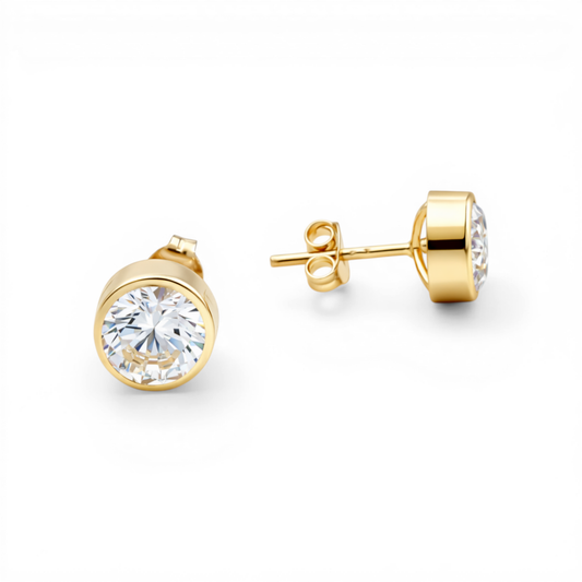 14k Yellow Gold Fashion Stud Earrings with CZ / 6-CH-R-7