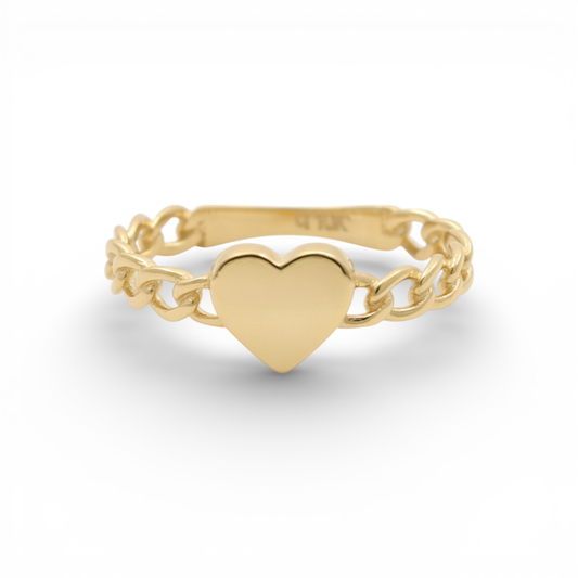 10K Yellow Gold Fashion Heart Women's Ring / Size: 8 / Weight: 1.4 GR / DQWR0HR-16