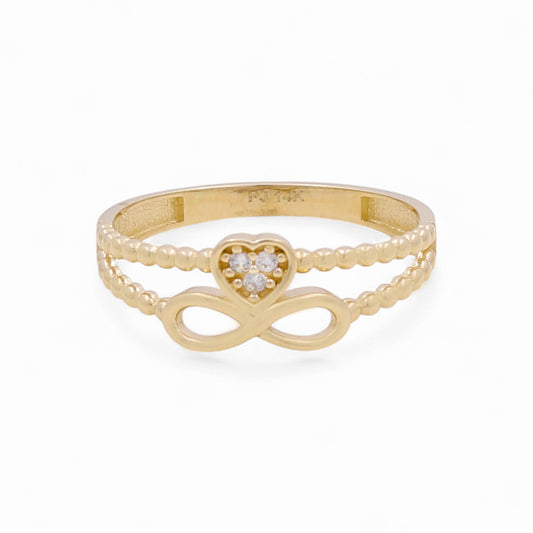 14K Yellow Gold Heart and Infinity Women's Ring With Cz / Size: 8 / Weight: 1.5 GR / CPWR4HRIF