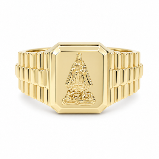 Anillo de la Virgen de la Caridad para hombre de oro amarillo 14K / Talla: 11 / Peso: 4.1 GR / DQMR4VC