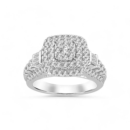 10K White Gold Women's Diamond Ring / Stone: 1.50 Ct / Size 7 / 203568W