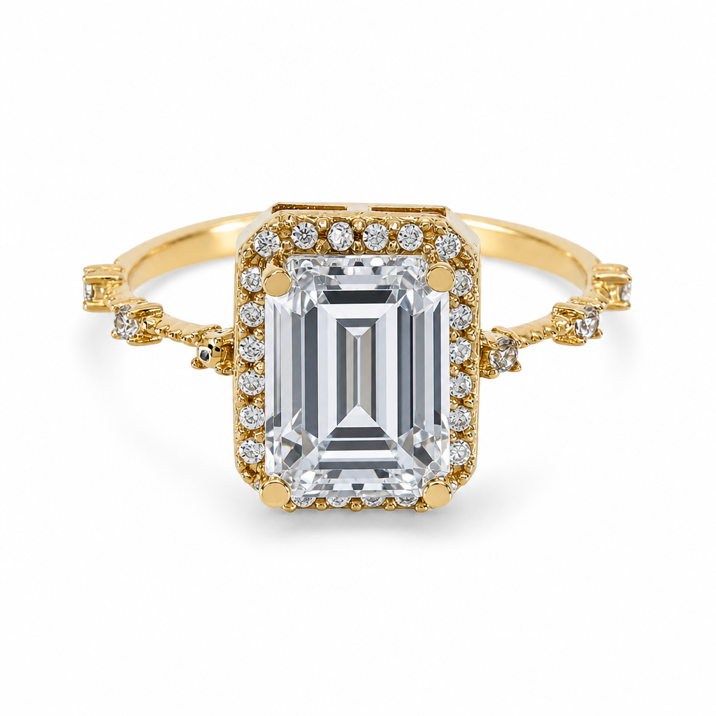14K Yellow Gold Fashion Women's Ring with White Cz / Size: 7 / Weight: 2.6 GR / BCFWR4FS-1