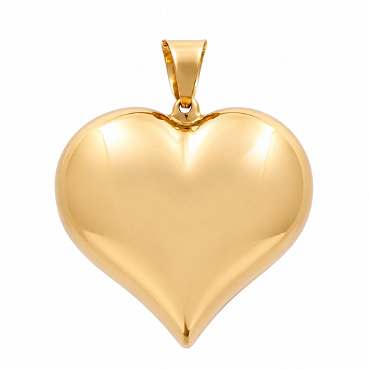14K Yellow Gold Puffy Heart Pendant / Size: 30MM / Weight: 4.1 GR / DQPD4HR-1