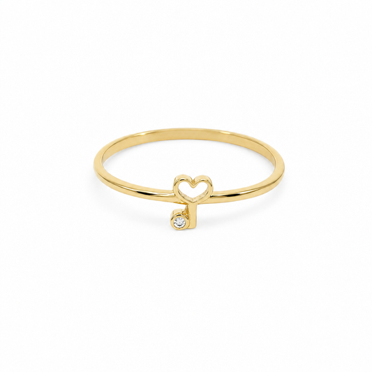 10K Yellow Gold Heart Key Women's Ring / Size: 7 / Weight: 0.7 GR / DQWR0KY