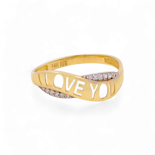 14k Two Tone Love Women's Ring with Cz / Weight 1.5 GR / COWRTT4LV