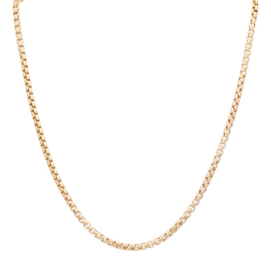 14K Yellow Gold Italian Box Link Chain / Size: 4mm 24” / Weight: 22.1 GR / 374.10040-24