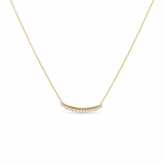 14K Yellow Gold Necklace With Fashion Pendant / Size: 18" / Weight: 2.3 GR / Stone: Cz