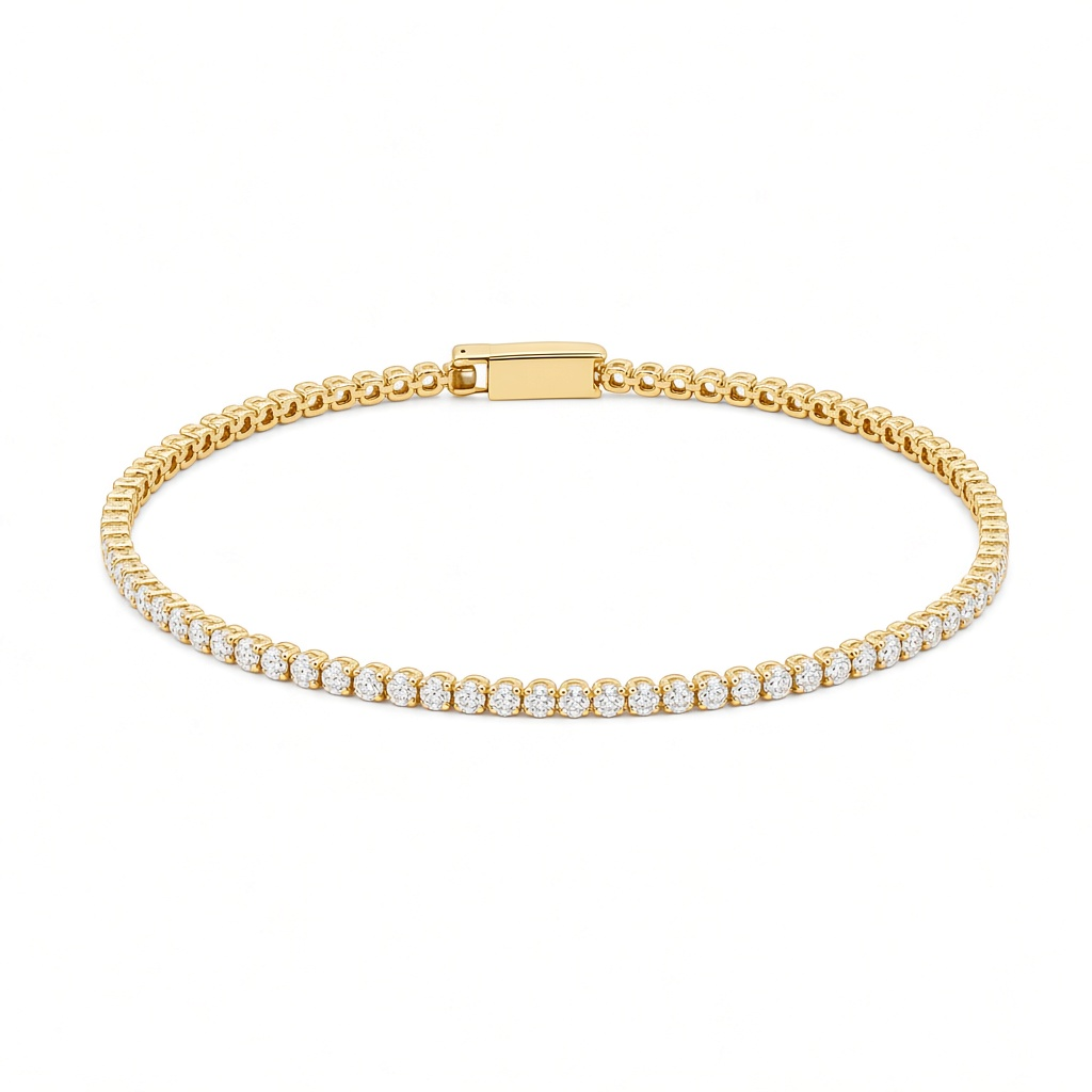 14K Yellow Gold Fashion Women's Tennis Bracelet with Cz / Size: 7" / Weight: 2.8 GR / COWB4TN