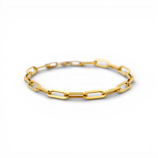 14K Yellow Gold Paper Clip Bracelet / Size: 4MM 7.5" / Weight: 2.5 GR / COWB4PC4-7.5