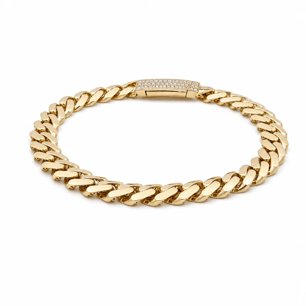 10K  Yellow Gold Monaco Bracelet / Size: 9mm-7.5'' / Weight: 8.5gr / HCAMB0MON9-7.5