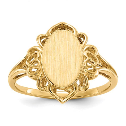 14K Yellow Gold Flower Woman Ring For Engraving / Size: 6.25 / Weight: 2.7 GR / RS197