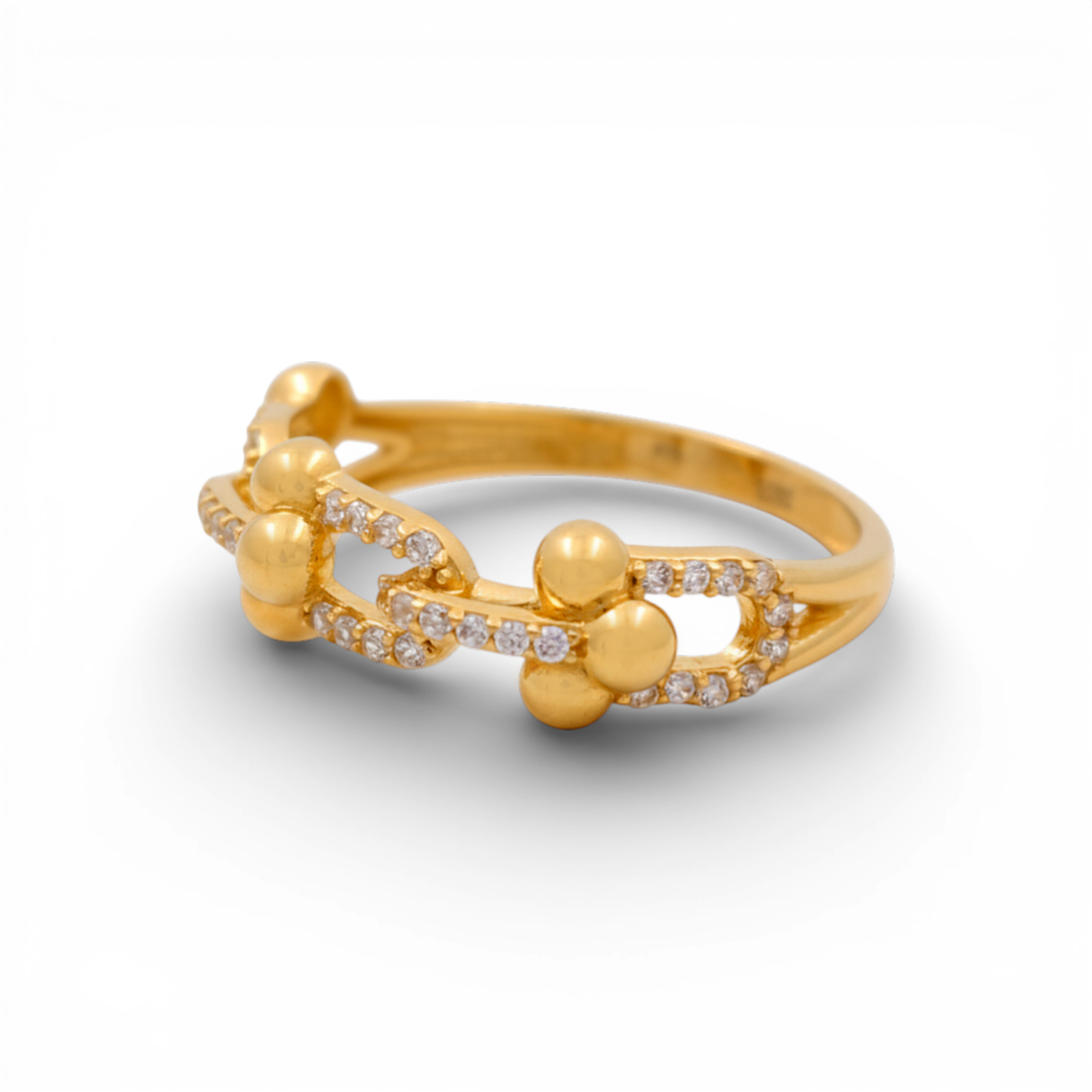 10K Yellow Gold TT Women's Ring with Cz / Size: 7.5 / Weight: 2 GR / DQWR0TT