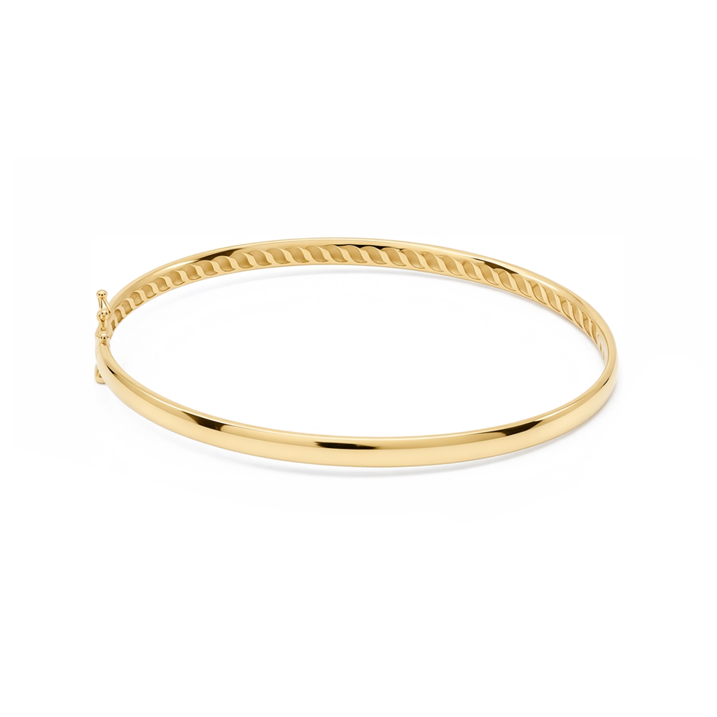 14K Yellow Gold Plain Women's Bangle Bracelet / Size: 18" / Weight: 4.3 GR / P61B-535