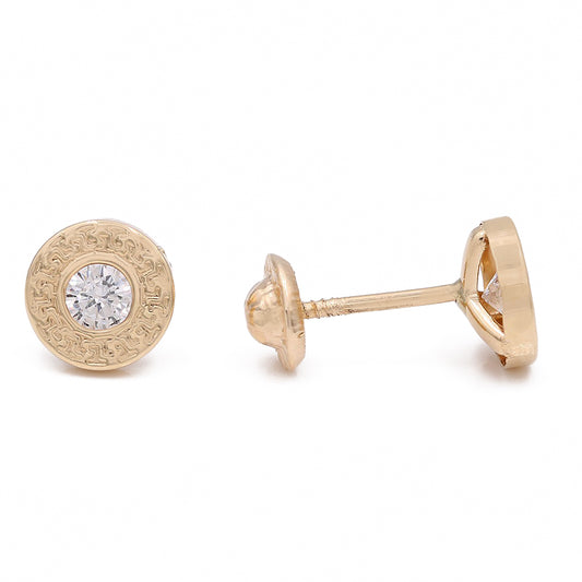 14k Yellow Gold Stud Earrings With Cz / 6-898301PS