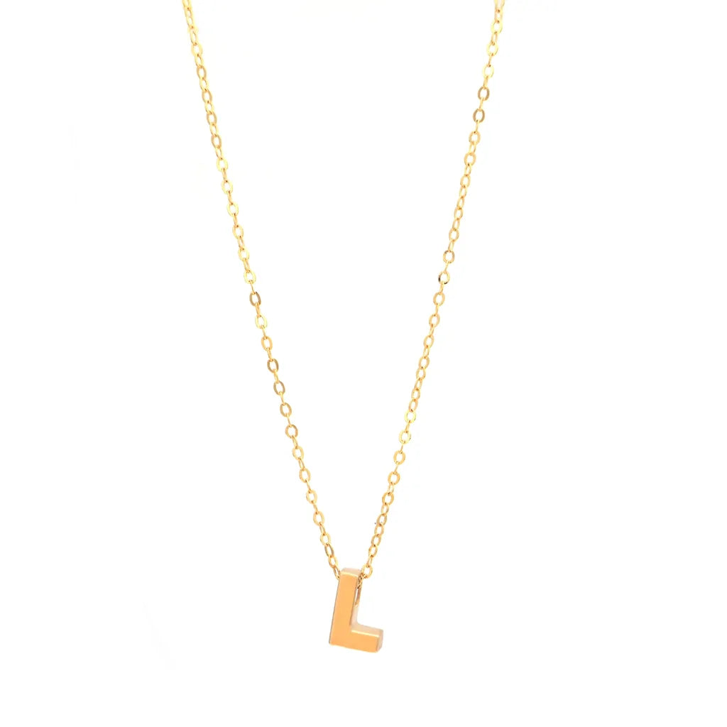 14K Yellow Gold Women's Necklace with Initial L / Size: 18''  / INIT.L