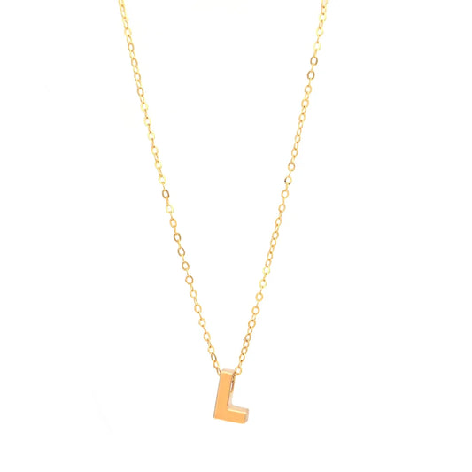 14K Yellow Gold Women's Necklace with Initial L / Size: 18''  / INIT.L