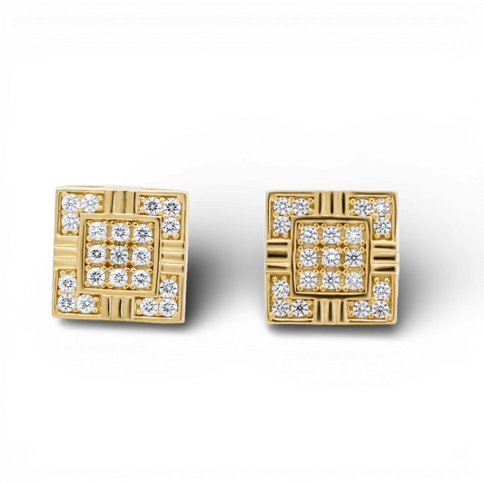 10K Yellow Gold SQ Fashion Stud Earrings with Cz / Weight: 2 GR / DQES0FS-3