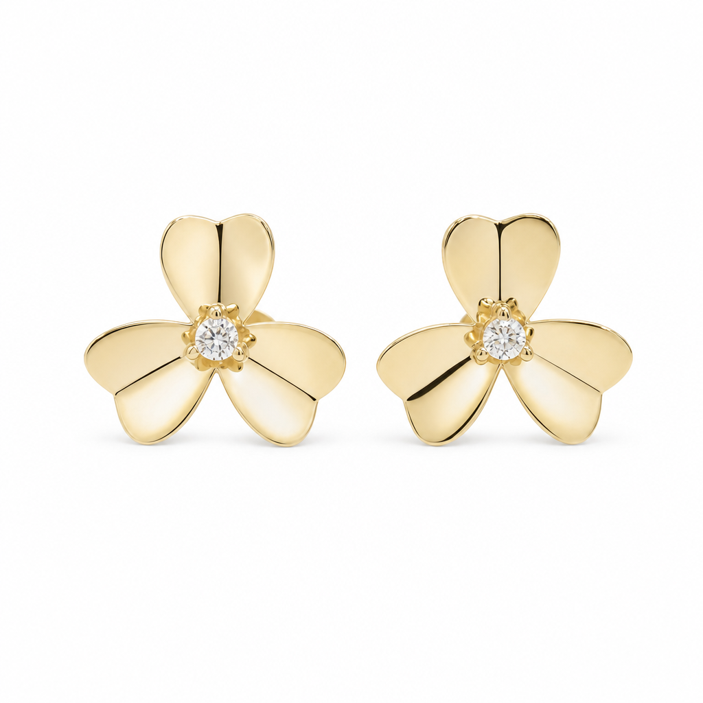14K Yellow Gold Flower Stud Earring / Weight: 1.4 GR / P55S-1