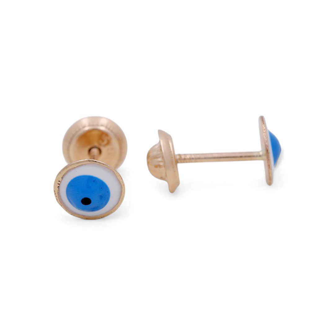 14k Yellow Gold Eye Stud Earrings / 6-243401P