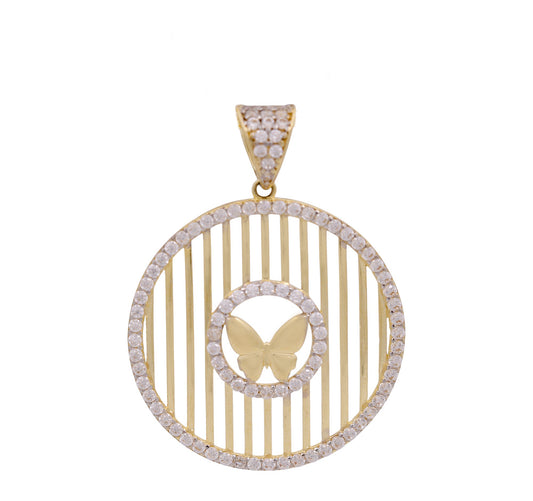 14K Yellow Gold Butterfly Pendant with Cz / Weight: 3.2 GR