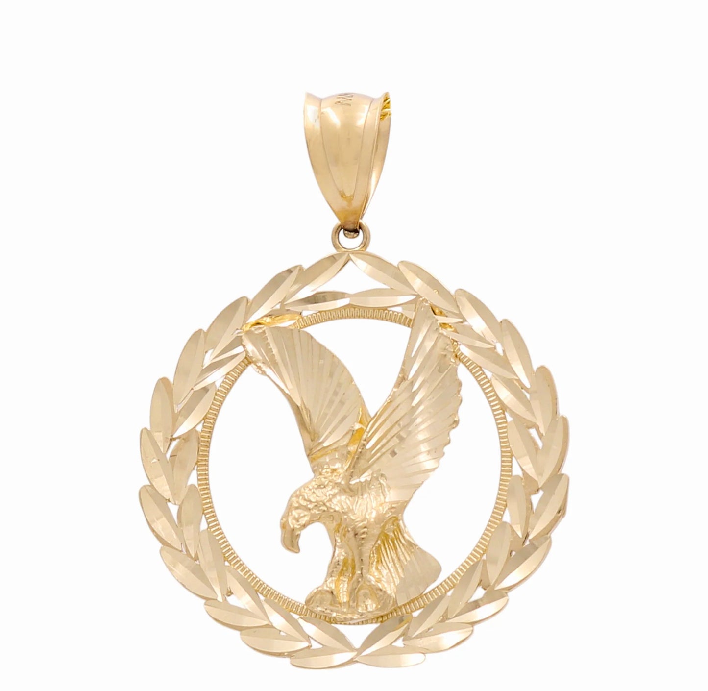14K Yellow Gold Medal Eagle Men's Pendant / Size: 33MM / Weight: 6.7 GR / DAPD4EG-2