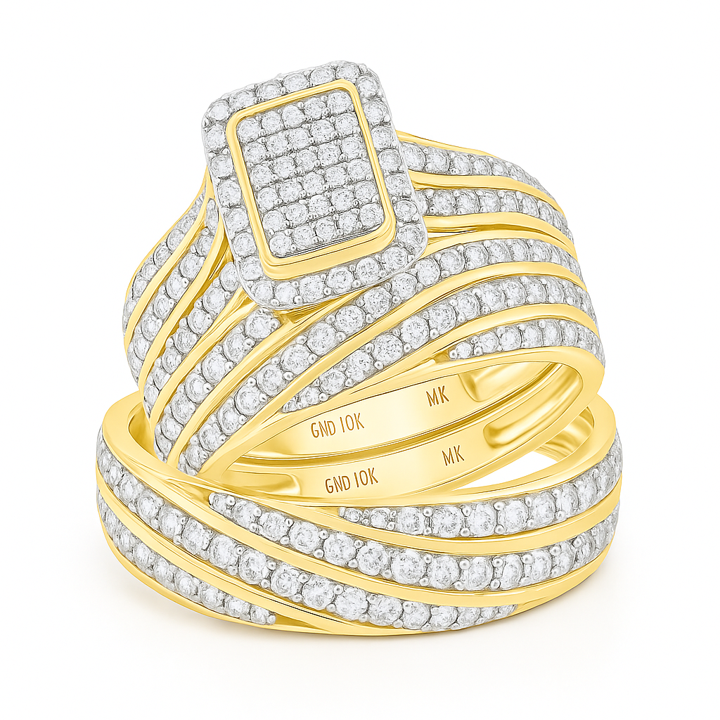 10K Yellow Gold Diamond Trio Set Ring / Stone: 3/4 CTW / Size: 7 & 10 / 196094